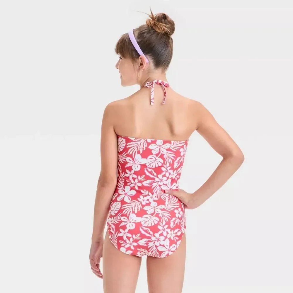 Art Class Size M 8 Abstract Tropical Garden Printed One Piece Swimsuit